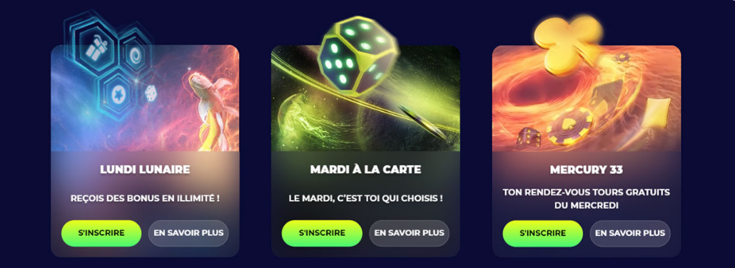 Promotion Mardi à la carte proposée par Space Fortuna casino