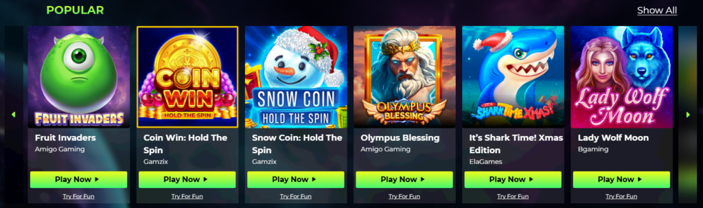 les jeux exclusifs et les titres les plus populaires de Space Fortuna Casino