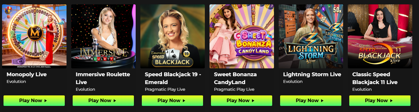 Les jeux de table en direct disponibles sur le casino Space Fortuna